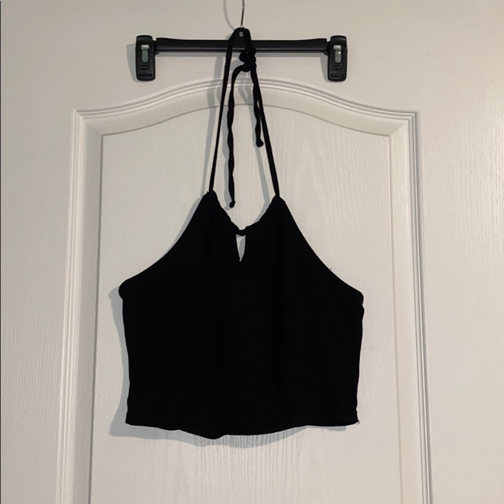 Black halter crop top